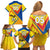 Custom Ecuador Football Family Matching Off Shoulder Short Dress and Hawaiian Shirt La Tricolor Sporty Style