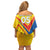 Custom Ecuador Football Family Matching Off Shoulder Short Dress and Hawaiian Shirt La Tricolor Sporty Style