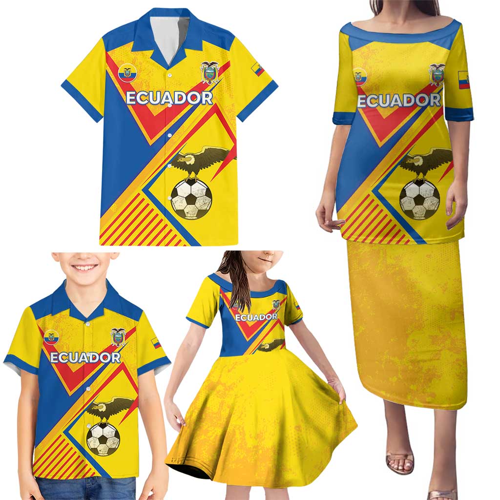 Custom Ecuador Football Family Matching Puletasi and Hawaiian Shirt La Tricolor Sporty Style