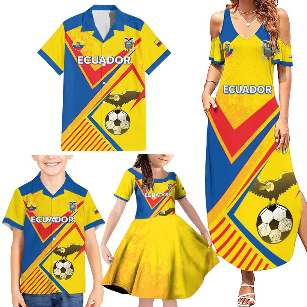 Custom Ecuador Football Family Matching Summer Maxi Dress and Hawaiian Shirt La Tricolor Sporty Style