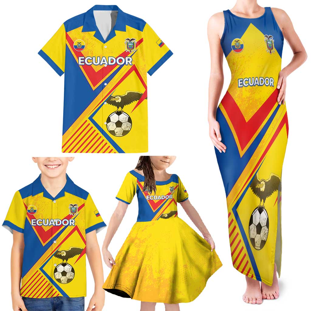 Custom Ecuador Football Family Matching Tank Maxi Dress and Hawaiian Shirt La Tricolor Sporty Style