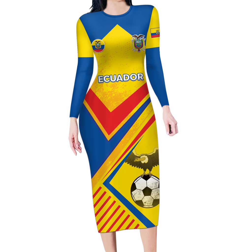 Custom Ecuador Football Long Sleeve Bodycon Dress La Tricolor Sporty Style