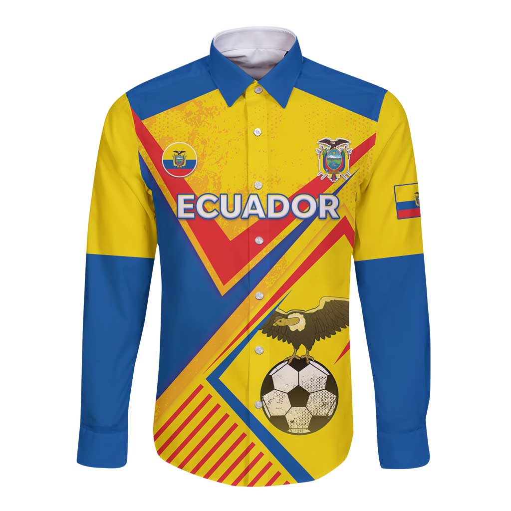 Custom Ecuador Football Long Sleeve Button Shirt La Tricolor Sporty Style