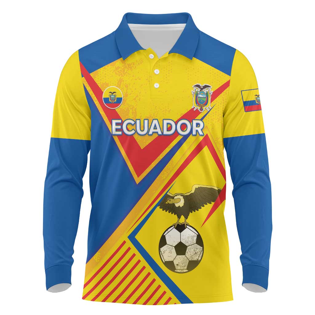 Custom Ecuador Football Long Sleeve Polo Shirt La Tricolor Sporty Style