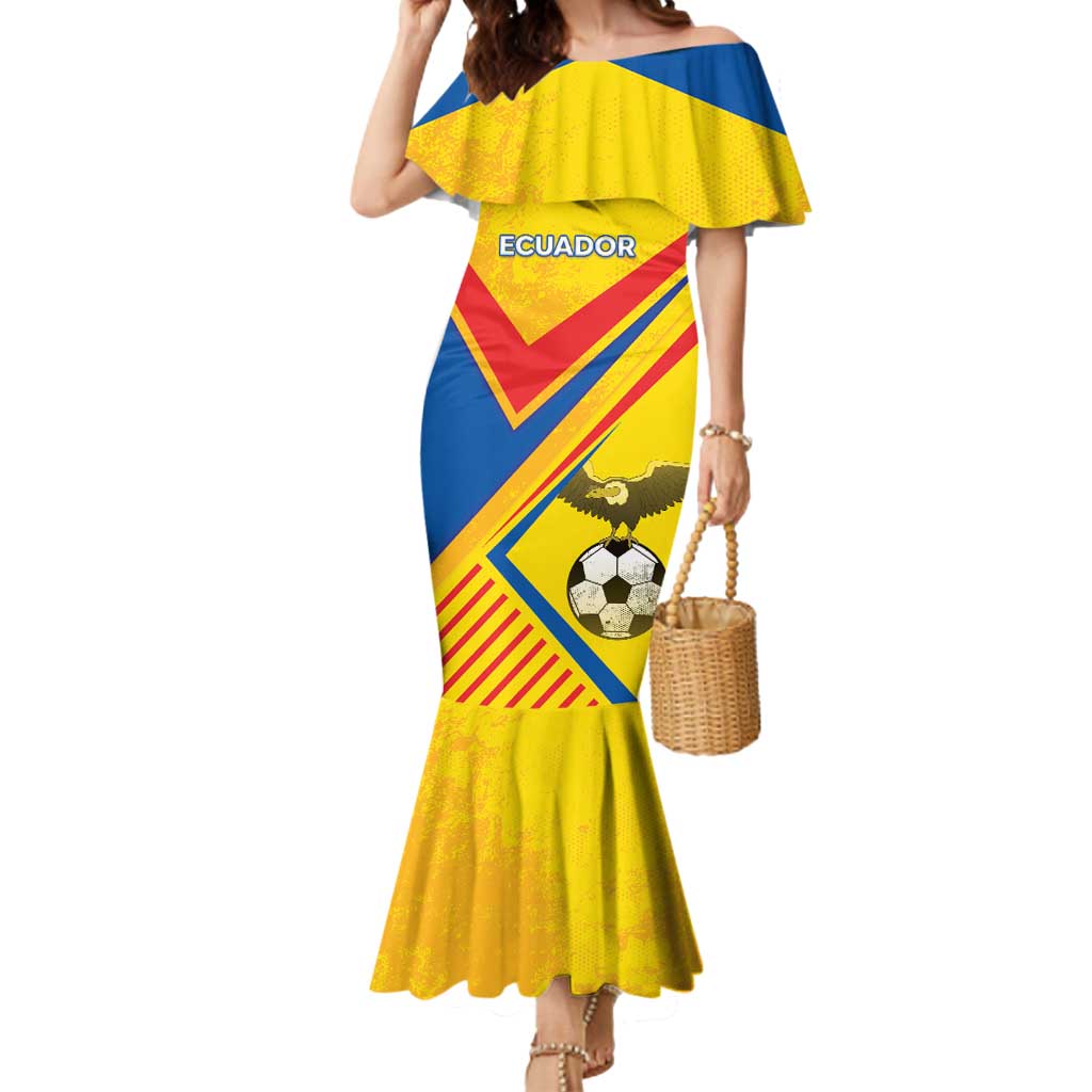 Custom Ecuador Football Mermaid Dress La Tricolor Sporty Style