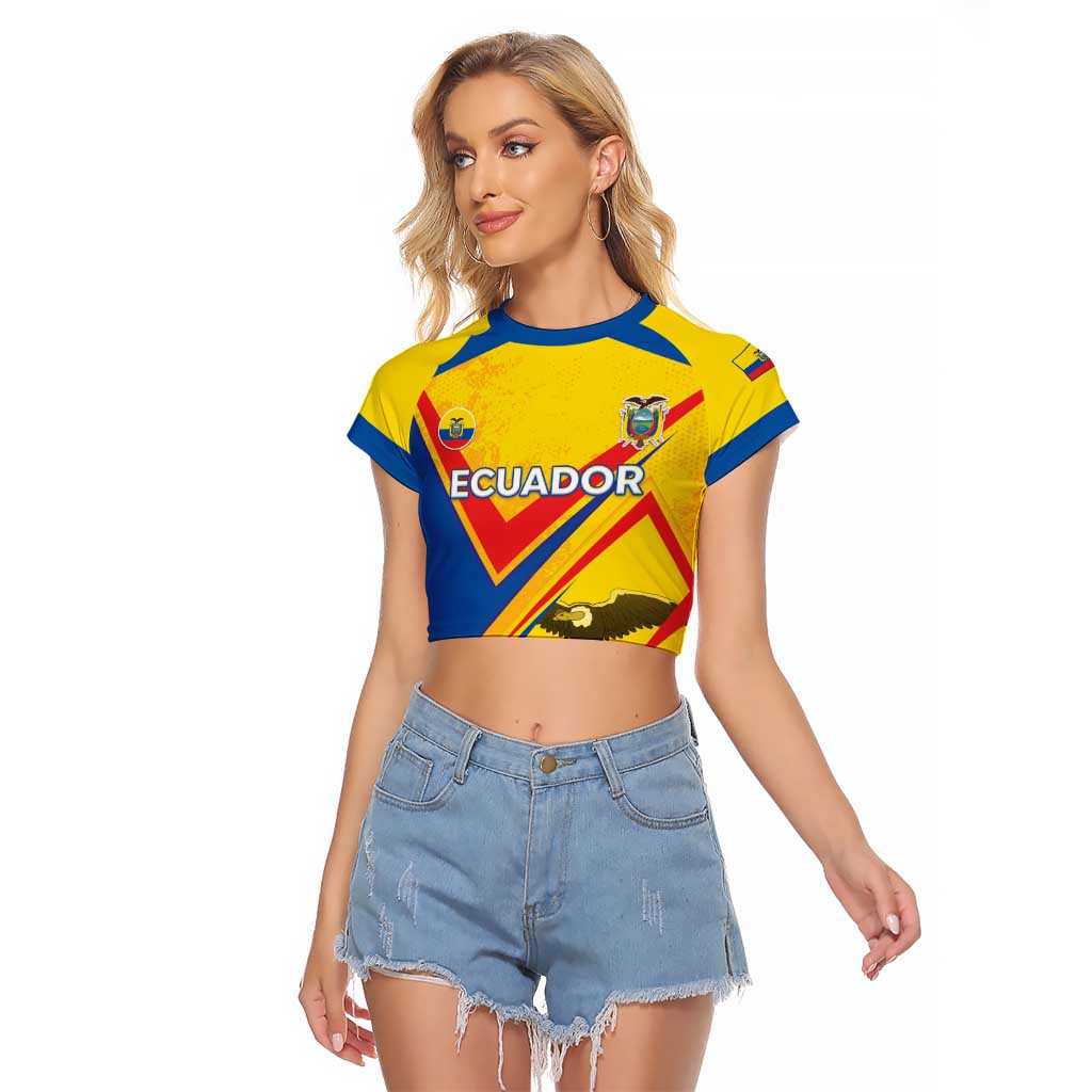 Custom Ecuador Football Raglan Cropped T Shirt La Tricolor Sporty Style