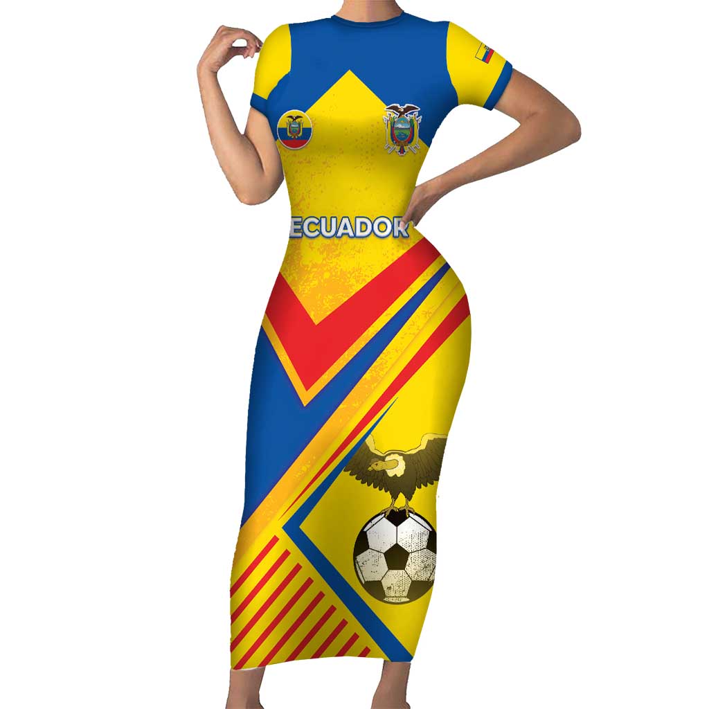 Custom Ecuador Football Short Sleeve Bodycon Dress La Tricolor Sporty Style