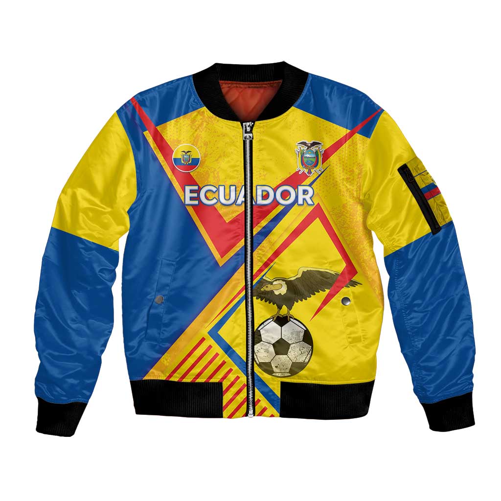 Custom Ecuador Football Sleeve Zip Bomber Jacket La Tricolor Sporty Style