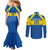 Custom Ecuador Football Couples Matching Mermaid Dress and Long Sleeve Button Shirt Go Champions