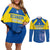 Custom Ecuador Football Couples Matching Off Shoulder Short Dress and Long Sleeve Button Shirt Go Champions