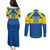 Custom Ecuador Football Couples Matching Puletasi and Long Sleeve Button Shirt Go Champions