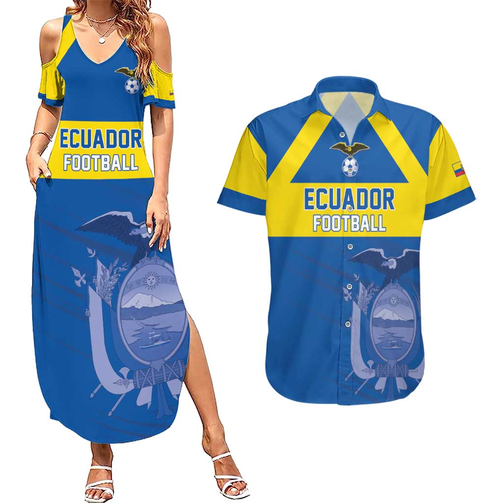 Custom Ecuador Football Couples Matching Summer Maxi Dress and Hawaiian Shirt Go Champions