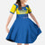 Custom Ecuador Football Family Matching Short Sleeve Bodycon Dress and Hawaiian Shirt Go Champions