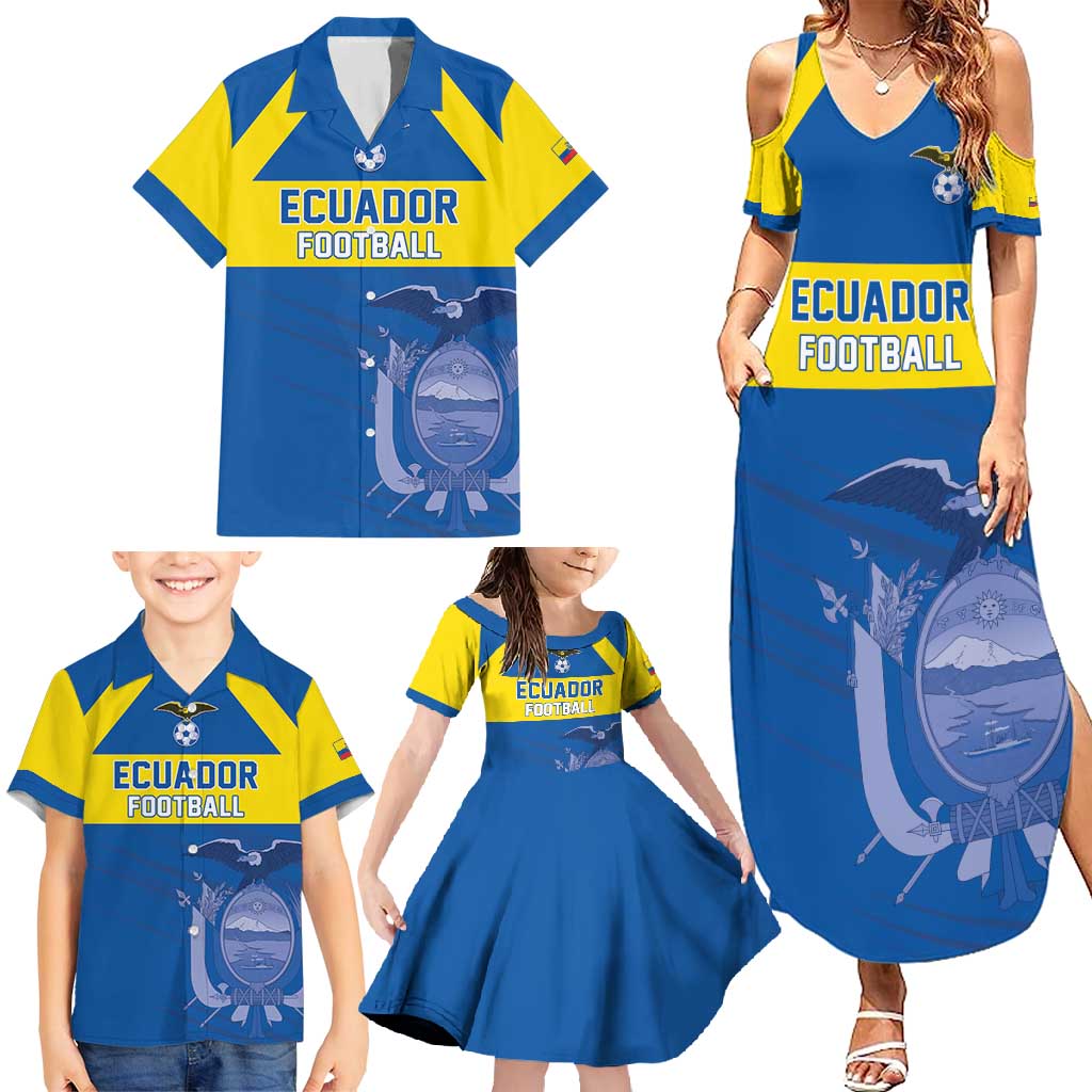 Custom Ecuador Football Family Matching Summer Maxi Dress and Hawaiian Shirt Go Champions