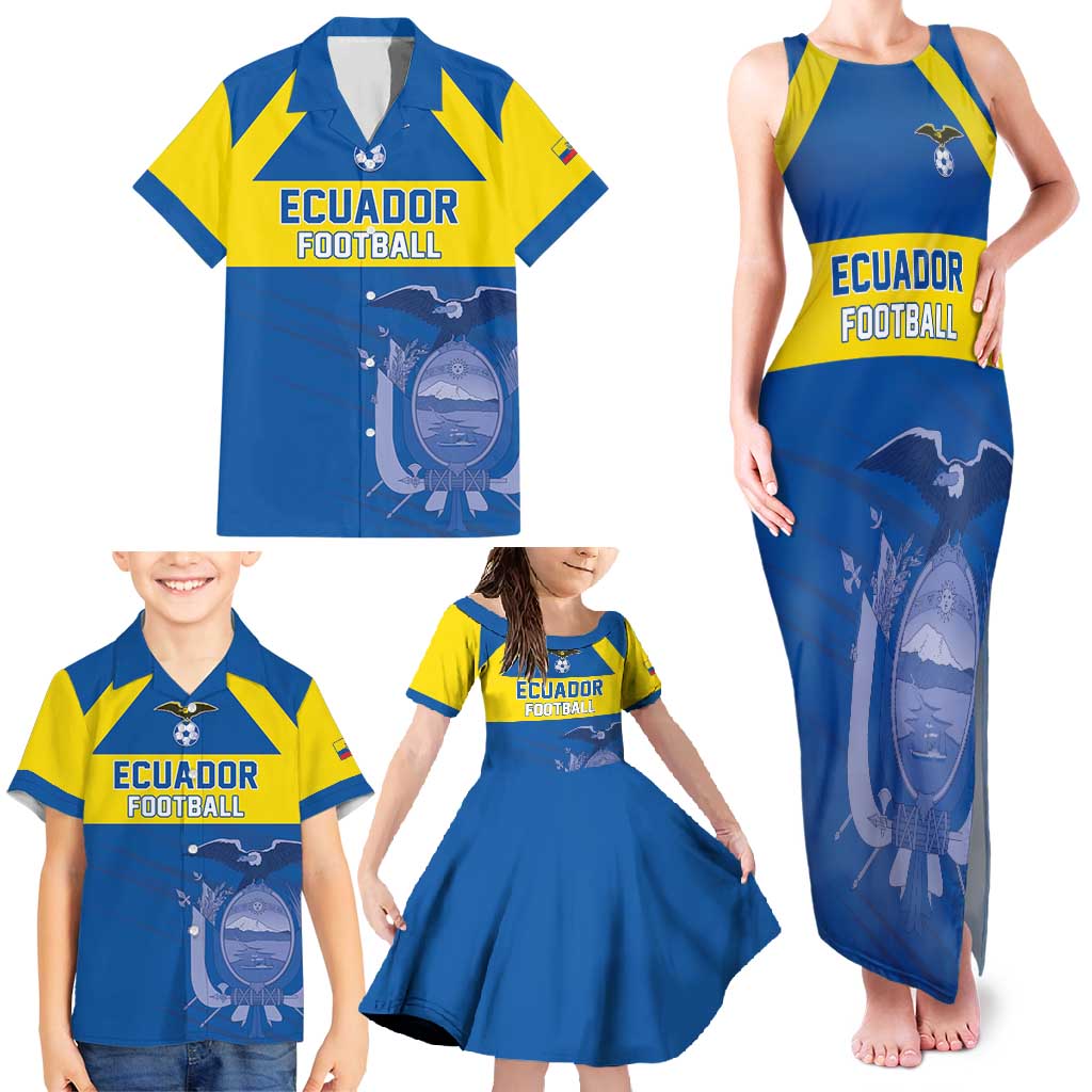 Custom Ecuador Football Family Matching Tank Maxi Dress and Hawaiian Shirt Go Champions