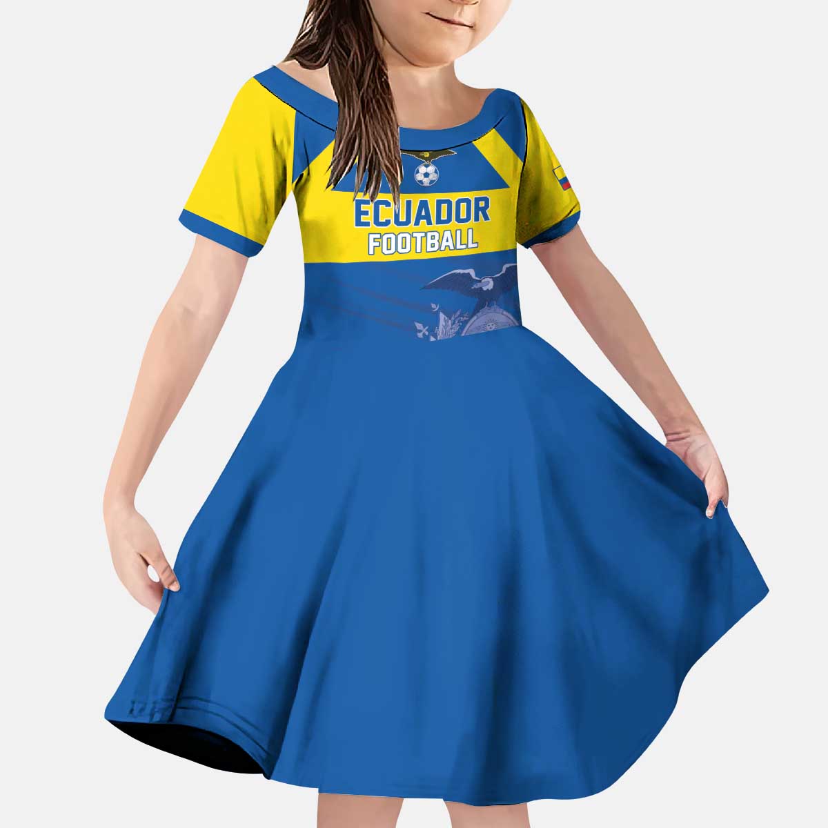 Custom Ecuador Football Kid Short Sleeve Dress Go Champions