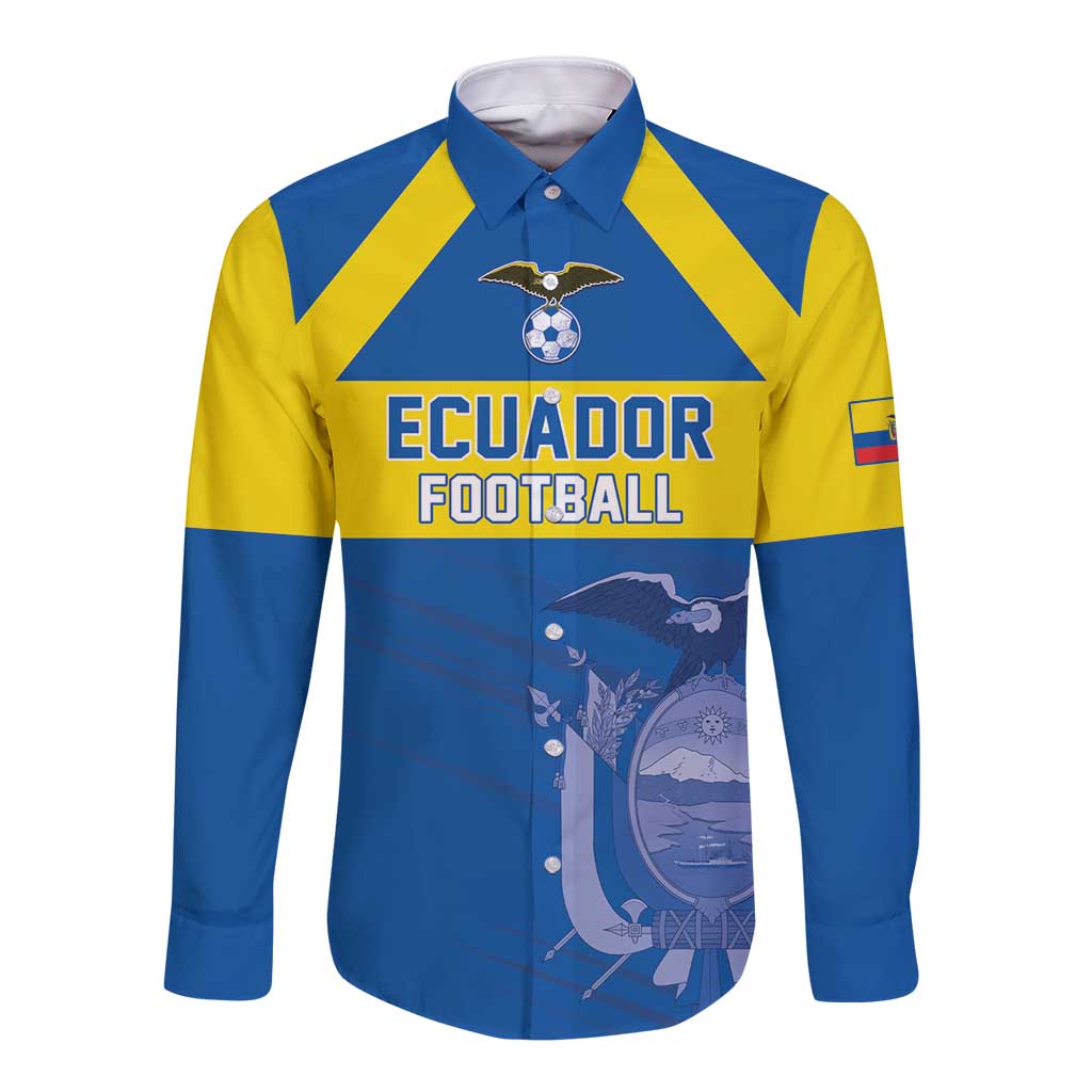 Custom Ecuador Football Long Sleeve Button Shirt Go Champions