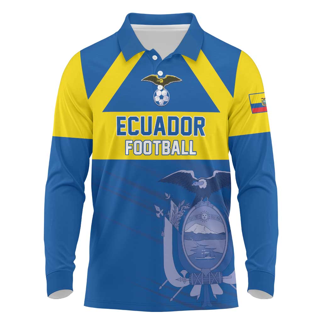 Custom Ecuador Football Long Sleeve Polo Shirt Go Champions