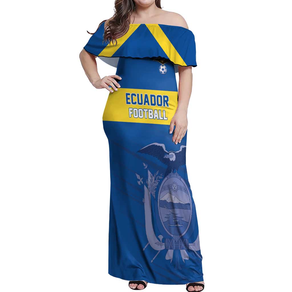 Custom Ecuador Football Off Shoulder Maxi Dress Go Champions