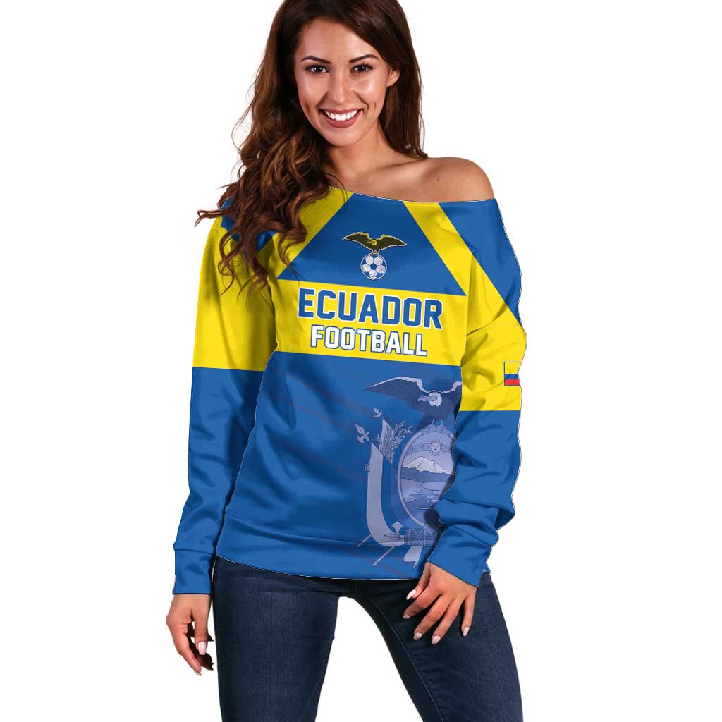 Custom Ecuador Football Off Shoulder Sweater Go Champions