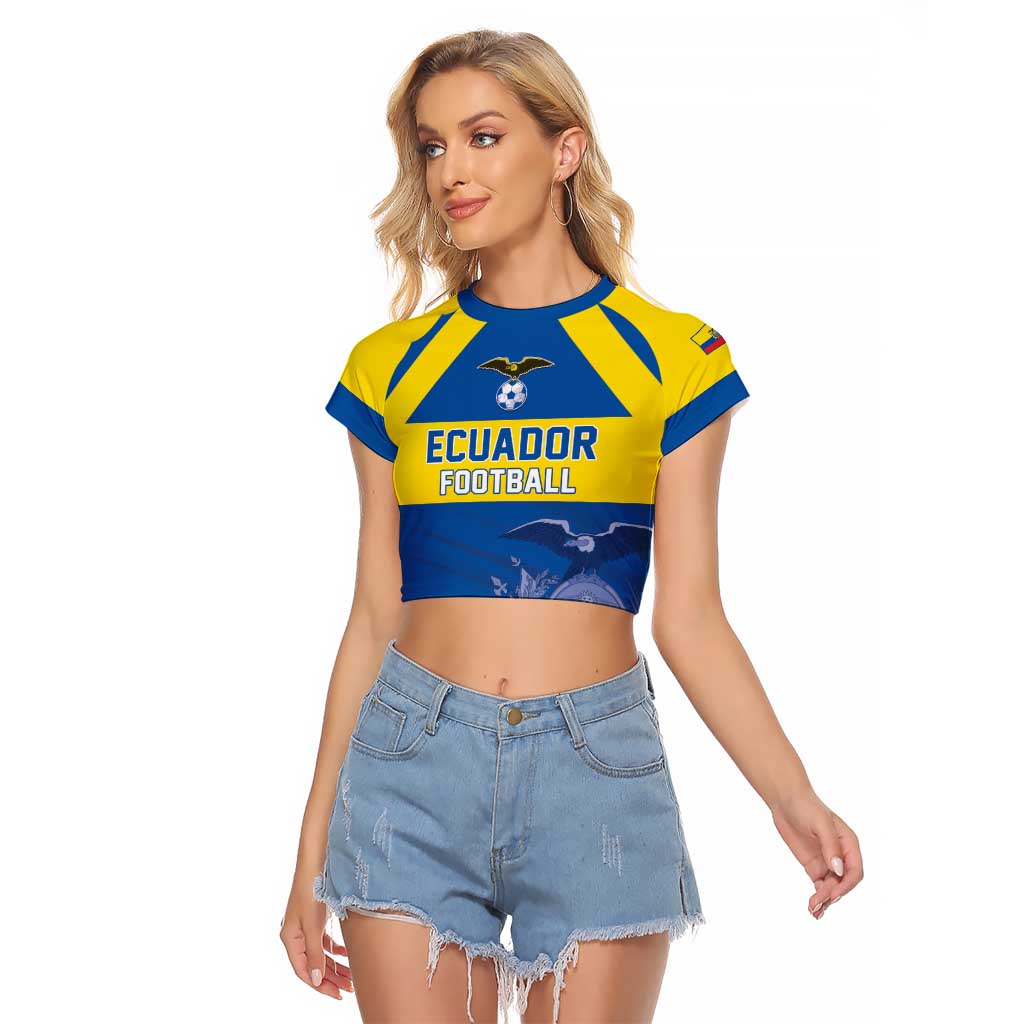 Custom Ecuador Football Raglan Cropped T Shirt Go Champions