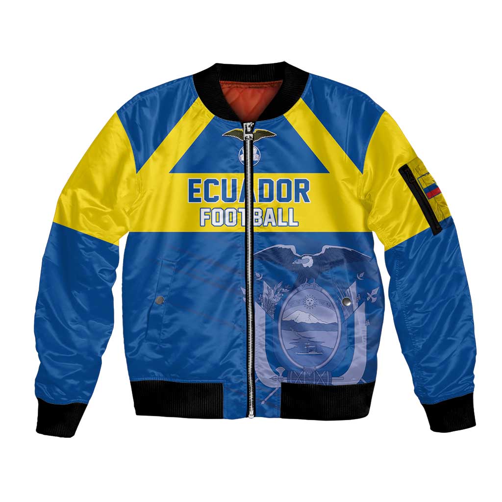 Custom Ecuador Football Sleeve Zip Bomber Jacket Go Champions