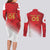 Custom Peru Football Couples Matching Long Sleeve Bodycon Dress and Long Sleeve Button Shirt Sporty Style