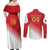 Custom Peru Football Couples Matching Off Shoulder Maxi Dress and Long Sleeve Button Shirt Sporty Style