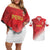 Custom Peru Football Couples Matching Off Shoulder Short Dress and Hawaiian Shirt Sporty Style