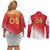 Custom Peru Football Couples Matching Off Shoulder Short Dress and Long Sleeve Button Shirt Sporty Style