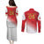 Custom Peru Football Couples Matching Puletasi and Long Sleeve Button Shirt Sporty Style