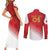 Custom Peru Football Couples Matching Short Sleeve Bodycon Dress and Long Sleeve Button Shirt Sporty Style