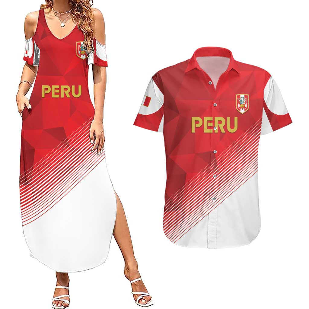 Custom Peru Football Couples Matching Summer Maxi Dress and Hawaiian Shirt Sporty Style