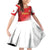 Custom Peru Football Family Matching Off Shoulder Short Dress and Hawaiian Shirt Sporty Style