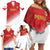 Custom Peru Football Family Matching Off Shoulder Short Dress and Hawaiian Shirt Sporty Style