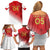 Custom Peru Football Family Matching Off Shoulder Short Dress and Hawaiian Shirt Sporty Style