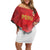 Custom Peru Football Family Matching Off Shoulder Short Dress and Hawaiian Shirt Sporty Style