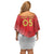 Custom Peru Football Family Matching Off Shoulder Short Dress and Hawaiian Shirt Sporty Style