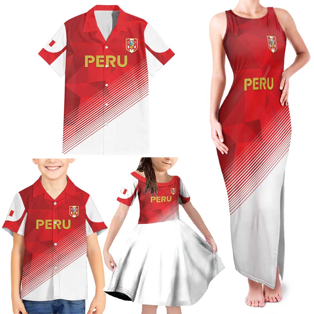 Custom Peru Football Family Matching Tank Maxi Dress and Hawaiian Shirt Sporty Style