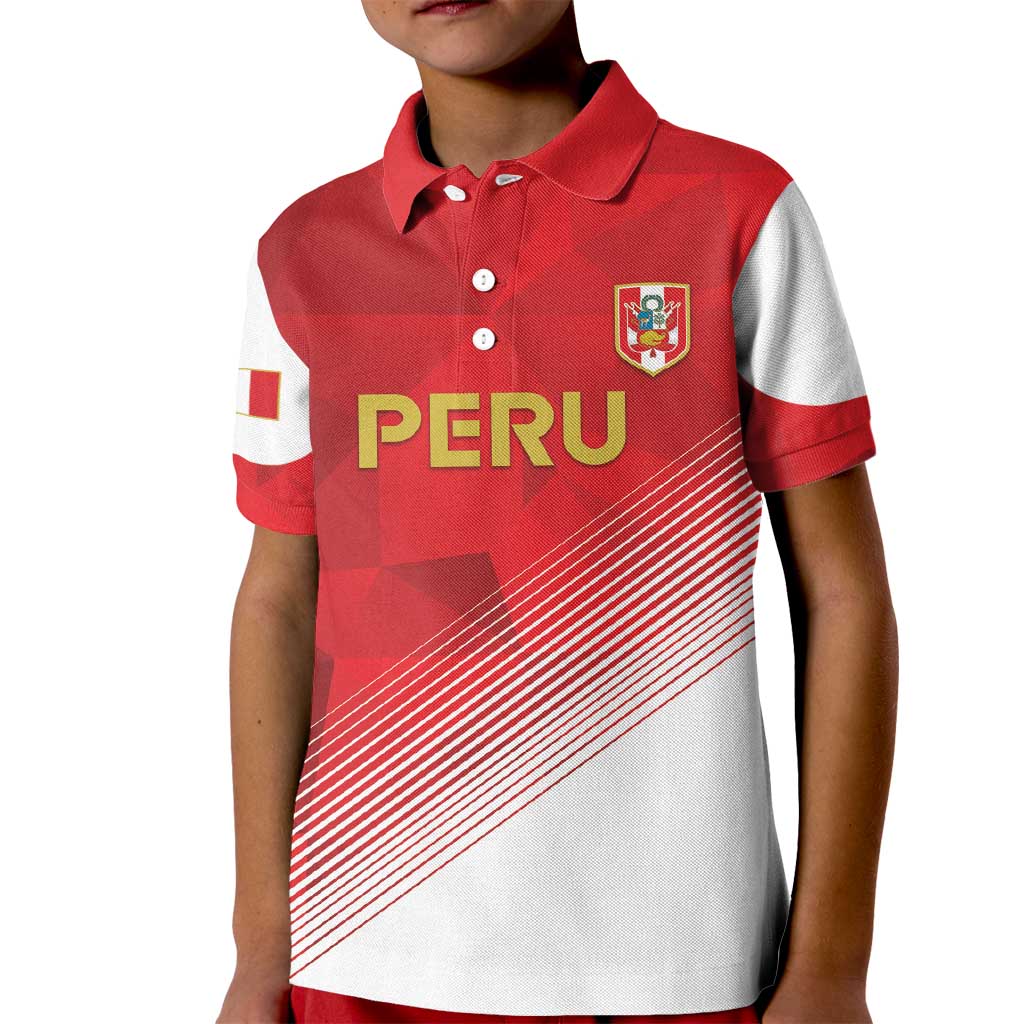 Custom Peru Football Kid Polo Shirt Sporty Style