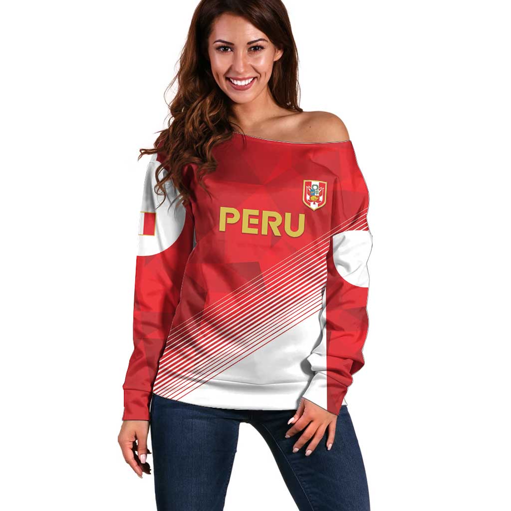 Custom Peru Football Off Shoulder Sweater Sporty Style