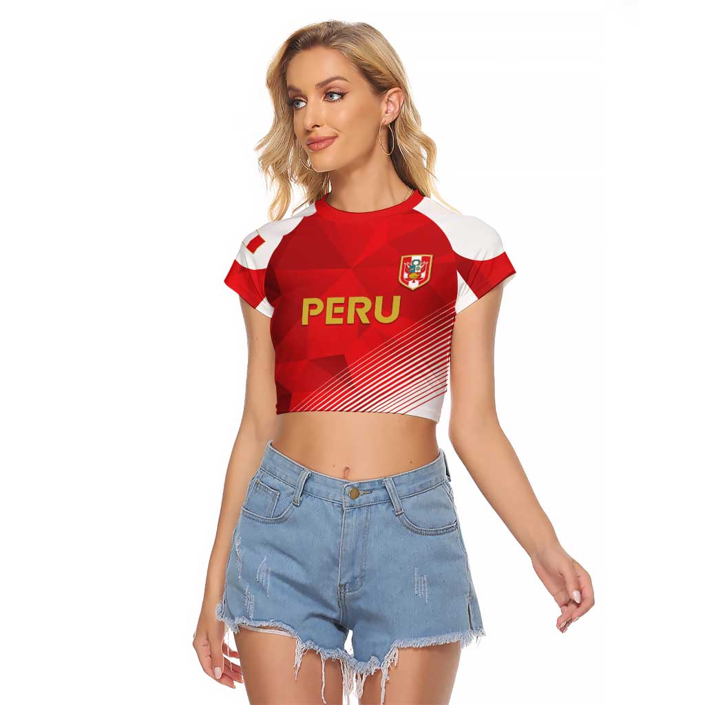 Custom Peru Football Raglan Cropped T Shirt Sporty Style