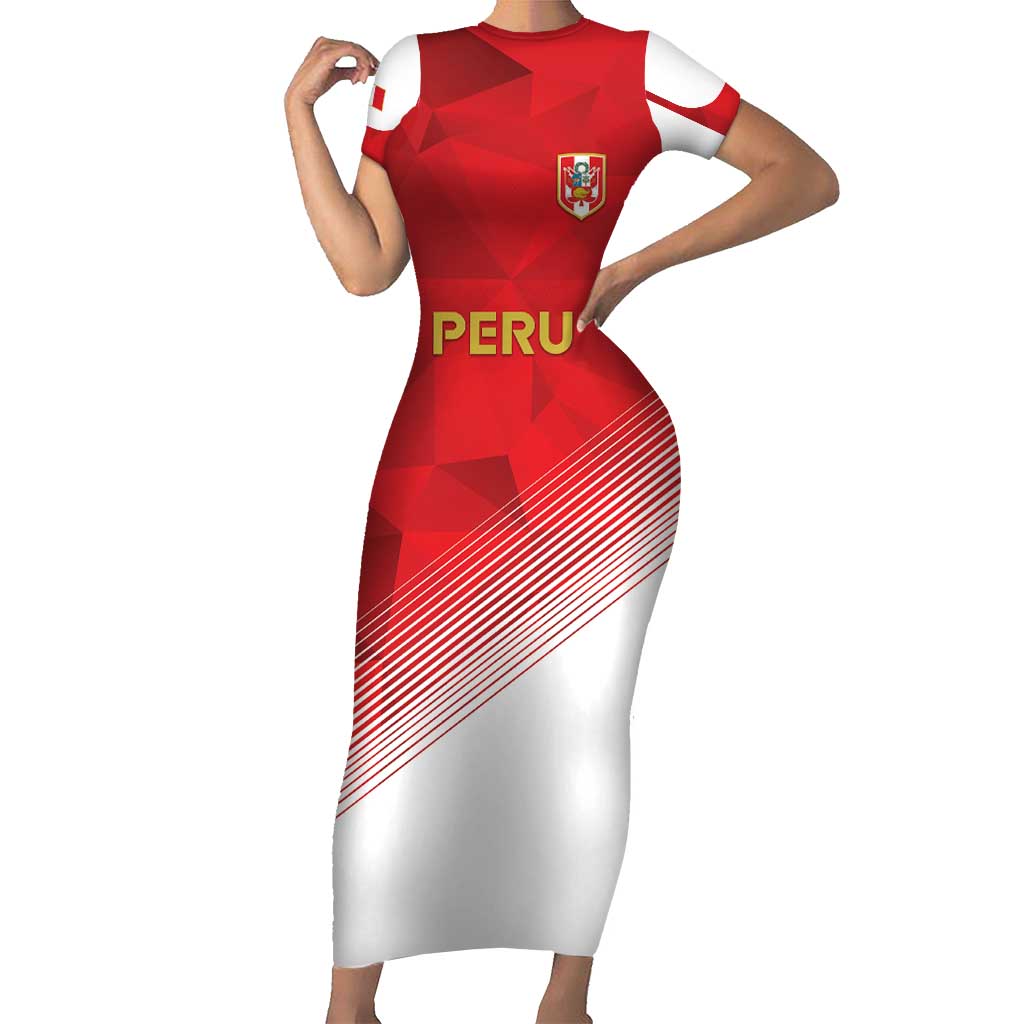 Custom Peru Football Short Sleeve Bodycon Dress Sporty Style