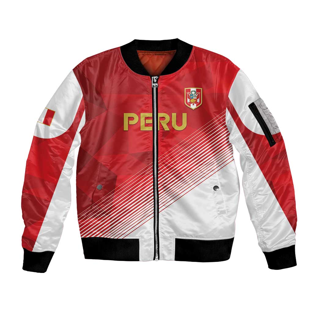 Custom Peru Football Sleeve Zip Bomber Jacket Sporty Style