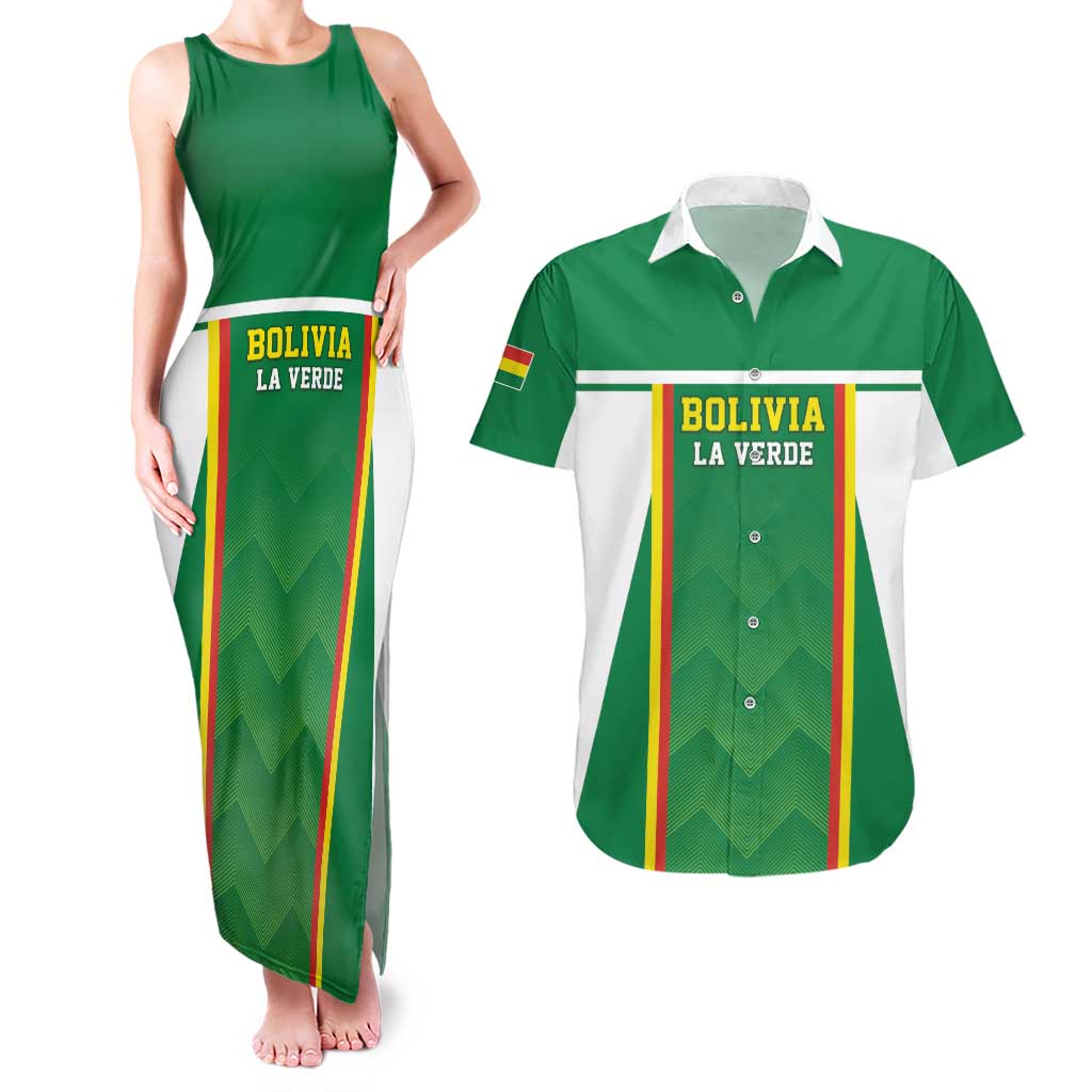 Custom Bolivia Football Couples Matching Tank Maxi Dress and Hawaiian Shirt Go Champions La Verde Green Version