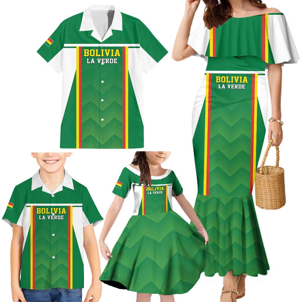 Custom Bolivia Football Family Matching Mermaid Dress and Hawaiian Shirt Go Champions La Verde Green Version