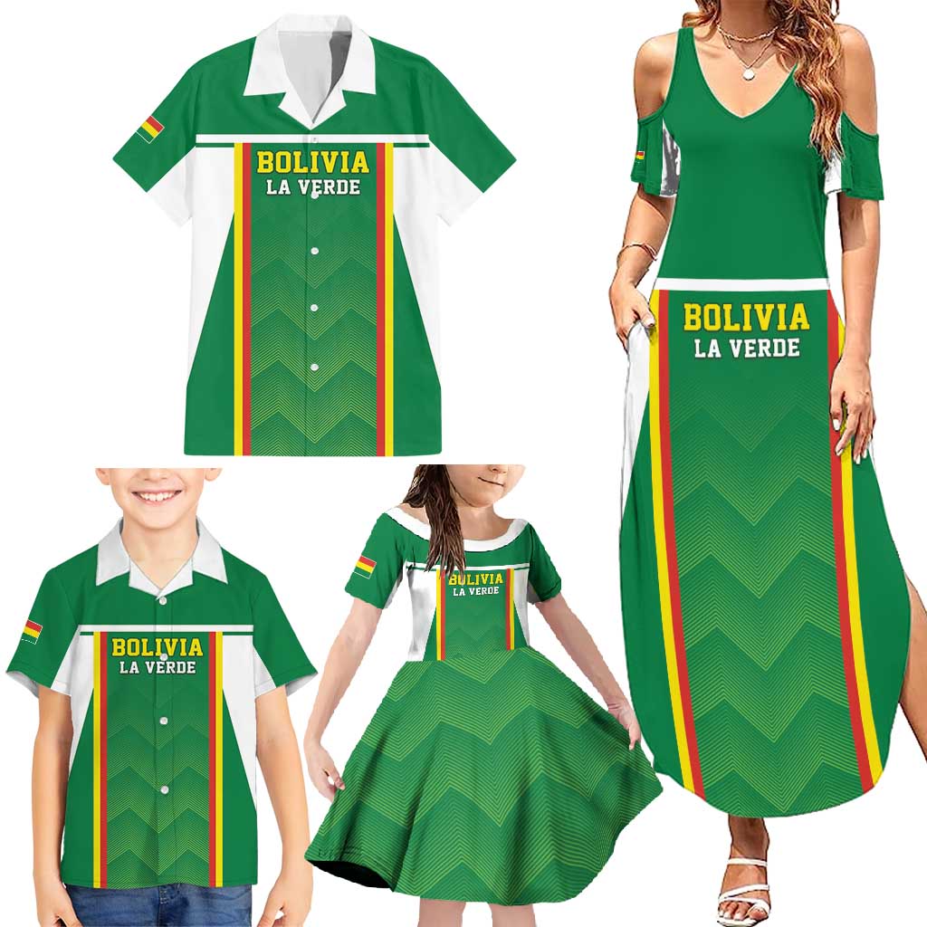 Custom Bolivia Football Family Matching Summer Maxi Dress and Hawaiian Shirt Go Champions La Verde Green Version