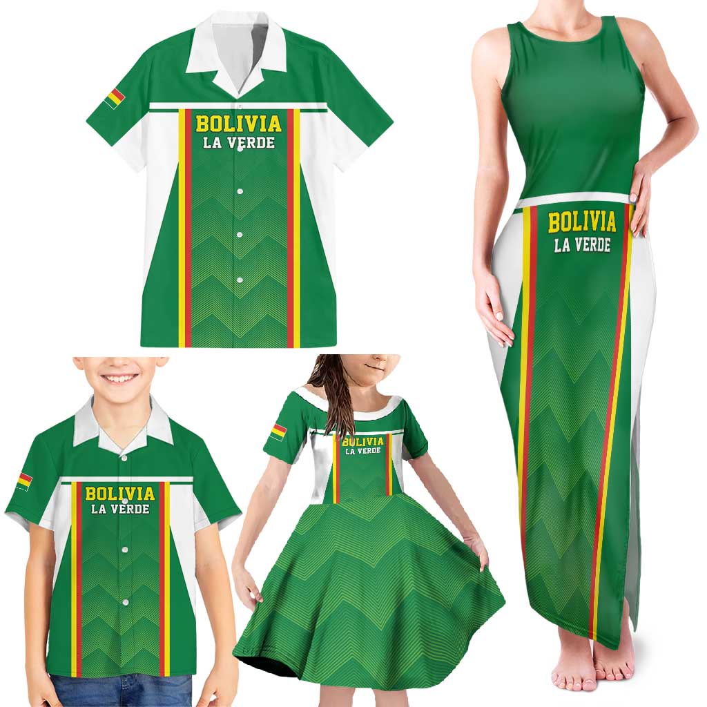 Custom Bolivia Football Family Matching Tank Maxi Dress and Hawaiian Shirt Go Champions La Verde Green Version