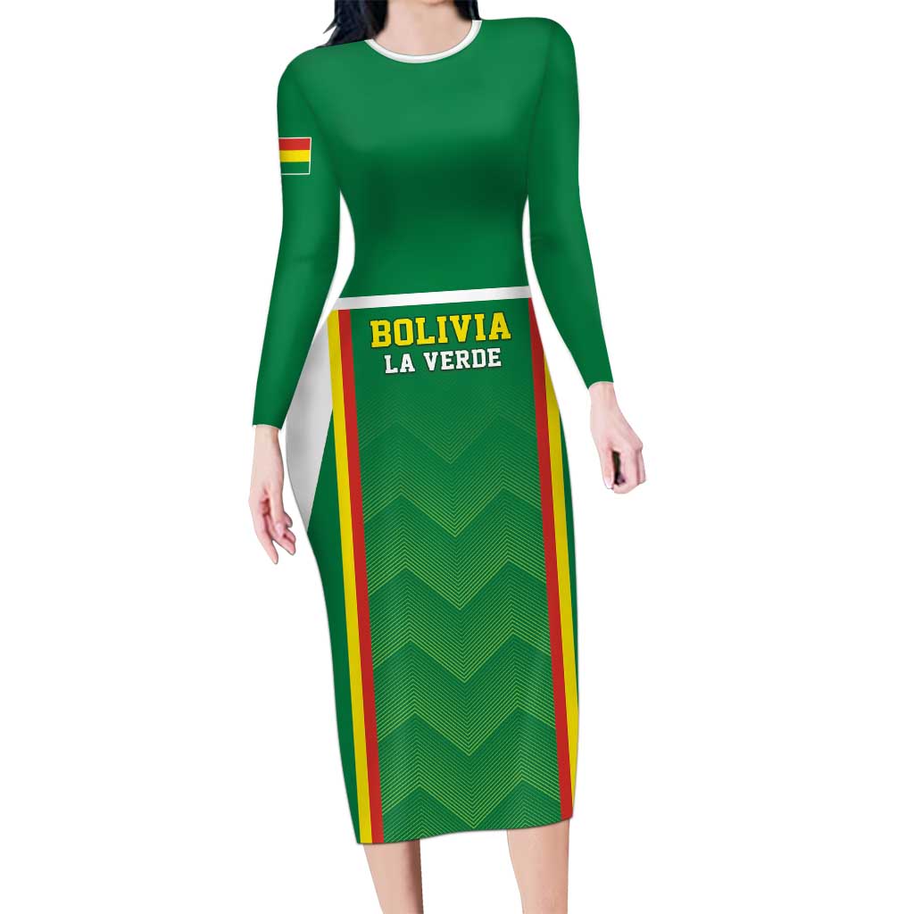 Custom Bolivia Football Long Sleeve Bodycon Dress Go Champions La Verde Green Version