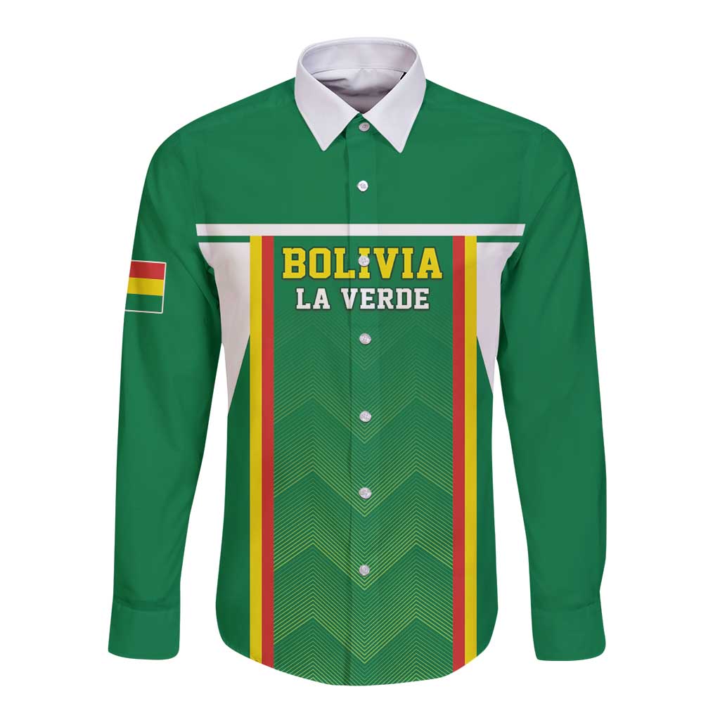 Custom Bolivia Football Long Sleeve Button Shirt Go Champions La Verde Green Version